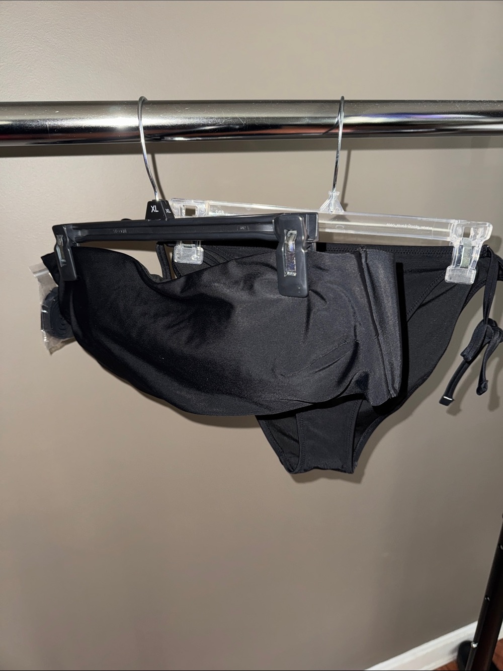 aerie Black Bandeau Bikini Top and tie Bottoms